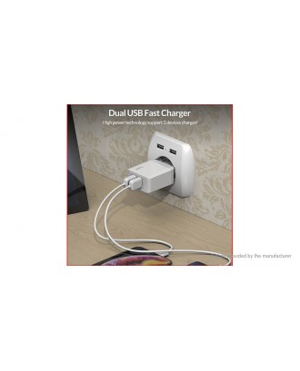 TOPK B244Q Dual USB Travel Wall Charger Power Adapter (EU)
